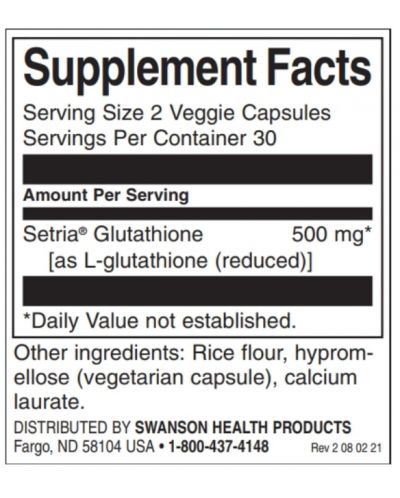 L-Glutathione, 250 mg, 60 капсули, Swanson - 2