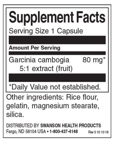 Garcinia Cambogia, 80 mg, 60 капсули, Swanson - 2