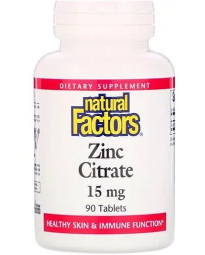 Zinc Citrate, 15 mg , 90 таблетки, Natural Factors - 1