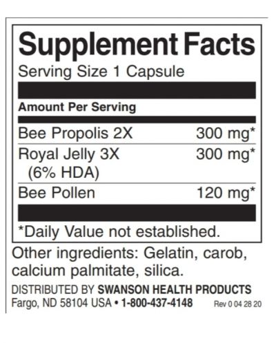 Royal Jelly Propolis Complex, 60 капсули, Swanson - 2