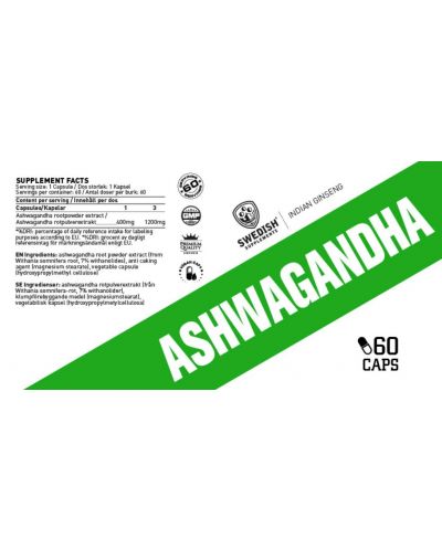 Ashwagandha Extract, 400 mg, 60 капсули, Swedish Supplements - 2