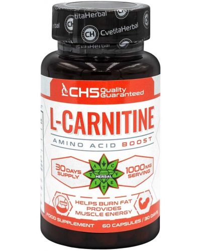 L-Carnitine, 500 mg, 60 капсули, Cvetita Herbal - 1