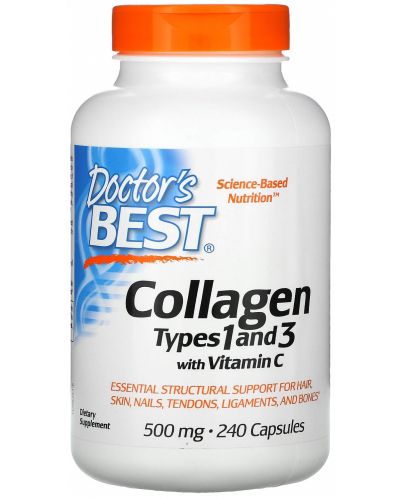 Collagen Types 1 and 3, 500 mg, 240 капсули, Doctor's Best - 1