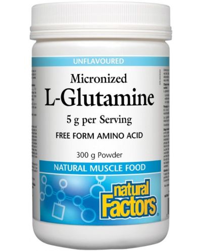 Mirconized L-Glutamine, 5 g, 300 g, Natural Factors - 1
