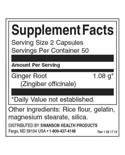 Ginger Root, 540 mg, 100 капсули, Swanson - 2