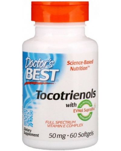 Tocotrienols with EVNol SupraBio, 50 mg, 60 капсули, Doctor's Best - 1