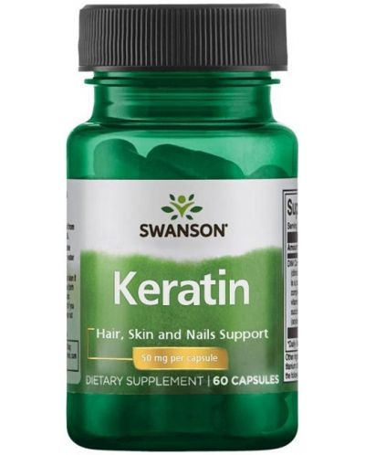 Keratin, 50 mg, 60 капсули, Swanson - 1