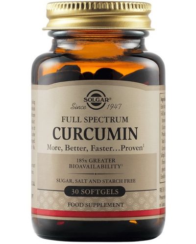 Full Spectrum Curcumin, 30 меки капсули, Solgar - 1