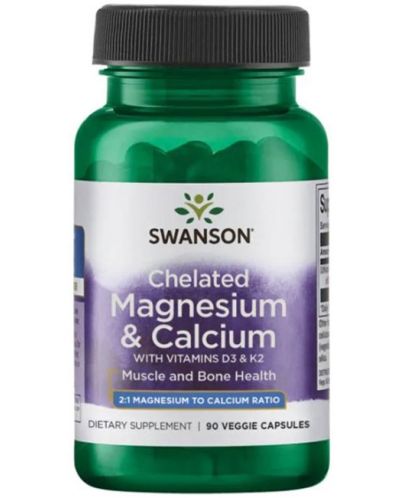 Chelated Magnesium & Calcium, 90 капсули, Swanson - 1