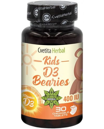 Kids D3 Bearies, 10 mcg, 30 таблетки, Cvetita Herbal - 1