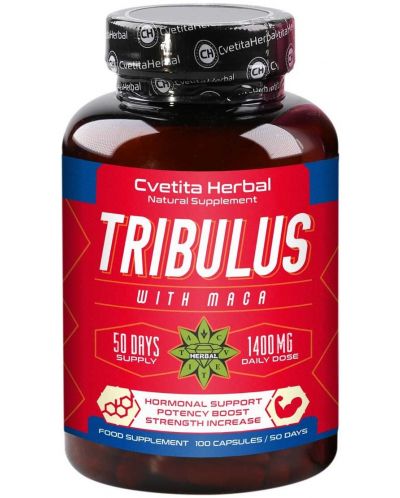 Tribulus with Maca, 700 mg, 100 капсули, Cvetita Herbal - 1