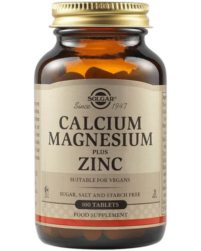 Calcium Magnesium Plus Zinc, 100 таблетки, Solgar - 1
