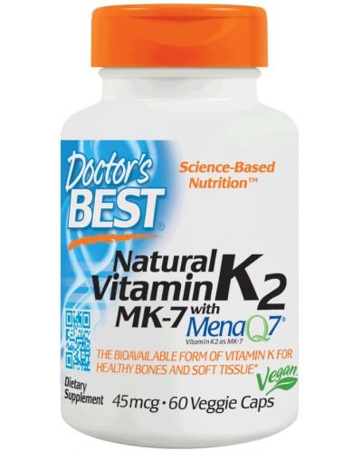 Natural Vitamin K2 with MK-7, 45 mcg, 60 капсули, Doctor's Best - 1