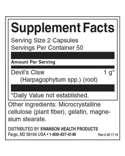 Devils Claw, 1 g, 100 капсули, Swanson - 2