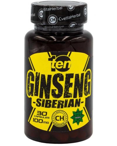 10/ten Siberian Ginseng, 100 mg, 30 капсули, Cvetita Herbal - 1