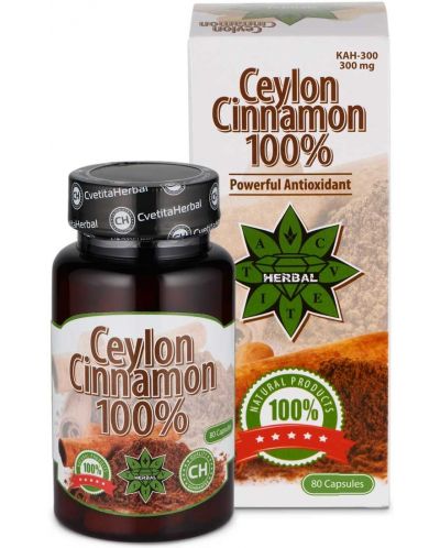 Ceylon Cinnamon 100%, 80 капсули, Cvetita Herbal - 1