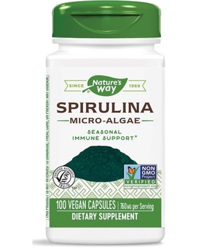 Spirulina Micro-Algae, 100 капсули, Nature's Way - 1