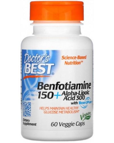 Benfotiamine 150 + Alpha-Lipoic Acid 300, 300 mg, 60 капсули, Doctor's Best - 1