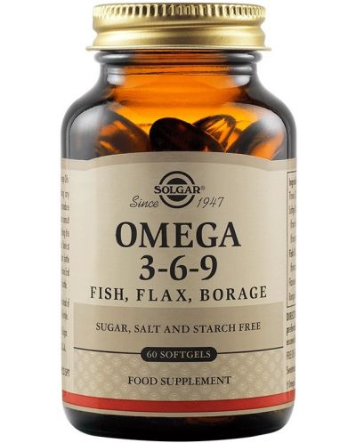 Omega 3-6-9, 60 меки капсули, Solgar - 1