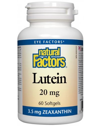 Lutein 20 mg, 60 софтгел капсули, Natural Factors - 1