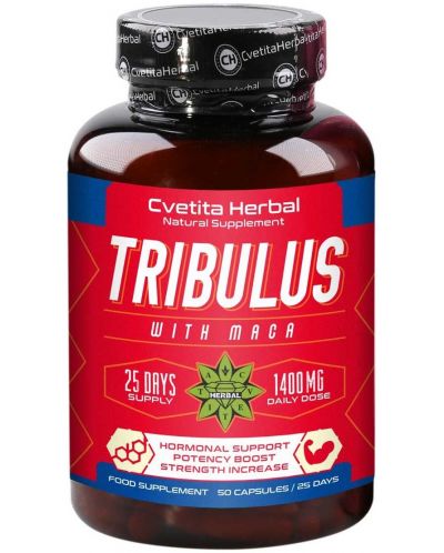 Tribulus with Maca, 700 mg, 50 капсули, Cvetita Herbal - 1