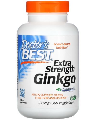 Extra Strength Ginkgo, 120 mg, 360 капсули, Doctor's Best - 1