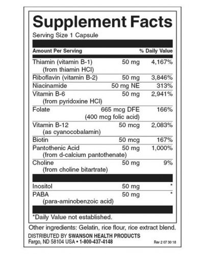 Balance B-50 Complex, 250 капсули, Swanson - 2