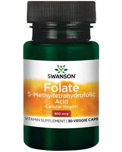 Folate, 800 mcg, 30 растителни капсули, Swanson - 1