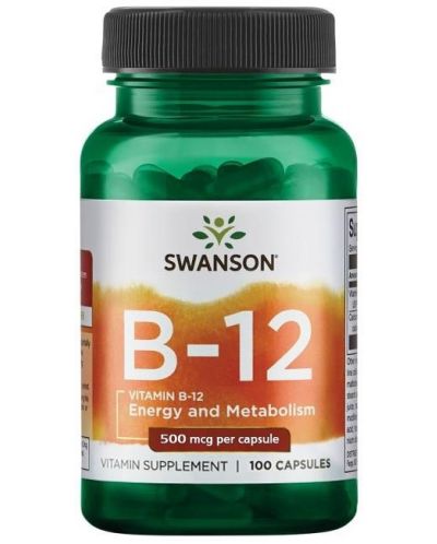 Vitamin B-12, 500 mcg, 100 капсули, Swanson - 1