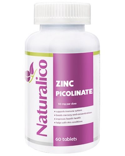 Zinc Picolinate, 50 mg, 60 таблетки, Naturalico - 1