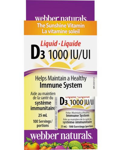 Vitamin D3, 1000 IU, 25 ml, Webber Naturals - 1