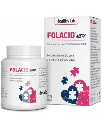 Folacid Meta, 0.4 mg, 90 таблетки, Healthy Life - 1