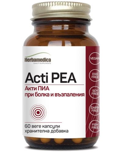 Acti PEA, 400 mg, 60 веге капсули, Herbamedica - 1