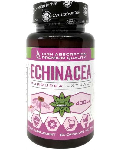 Echinacea, 400 mg, 60 капсули, Cvetita Herbal - 1
