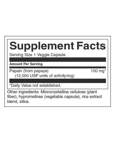 Papaya Enzyme Papain, 100 mg, 90 капсули, Swanson - 2