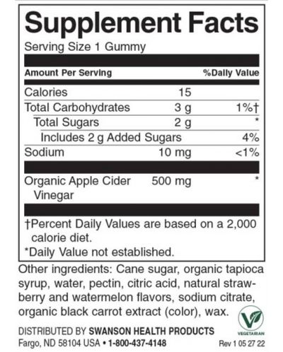 Apple Cider Vinegar, 60 дъвчащи таблетки, Swanson - 2