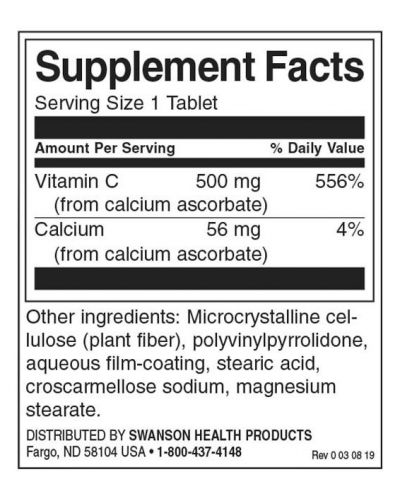 Buffered Vitamin C, 500 mg, 250 таблетки, Swanson - 2