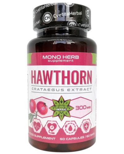 Hawthorn, 300 mg, 60 капсули, Cvetita Herbal - 1
