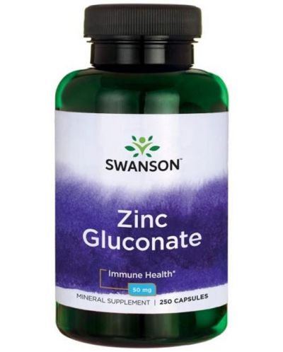 Zinc Gluconate, 50 mg, 250 капсули, Swanson - 1