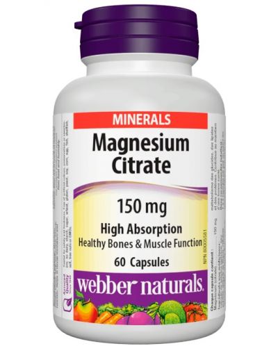 Magnesium Citrate, 150 mg, 60 капсули, Webber Naturals - 1