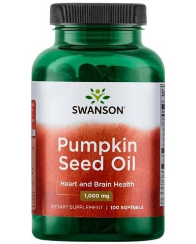 Pumpkin Seed Oil, 1000 mg, 100 капсули, Swanson - 1