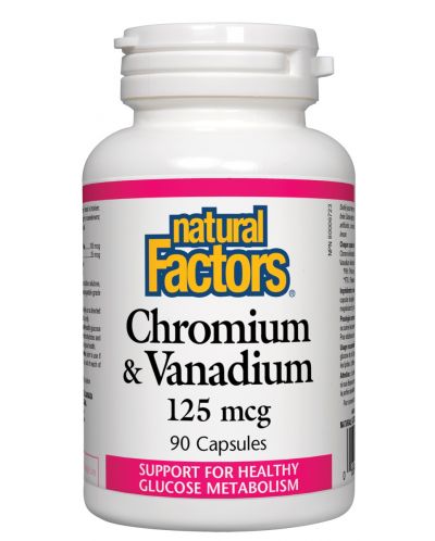 Chromium & Vanadium, 125 mcg,  90 капсули, Natural Factors - 1