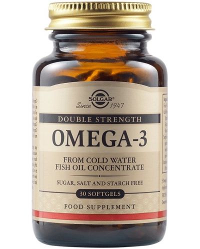 Omega-3, Double Strength, 30 меки капсули, Solgar - 1