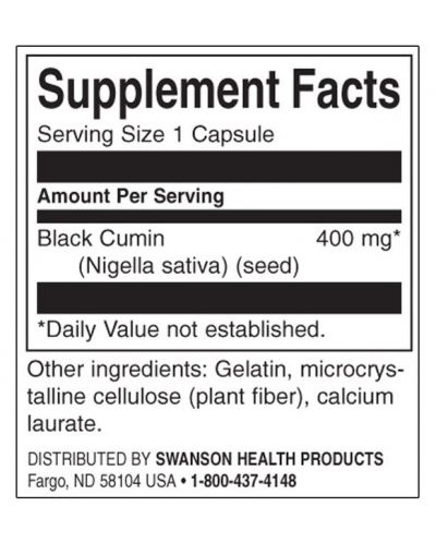 Black Cumin Seed, 400 mg, 60 капсули, Swanson - 2