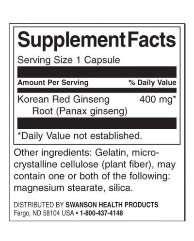 Full Spectrum Korean Red Ginseng Root, 400 mg, 90 капсули, Swanson - 2