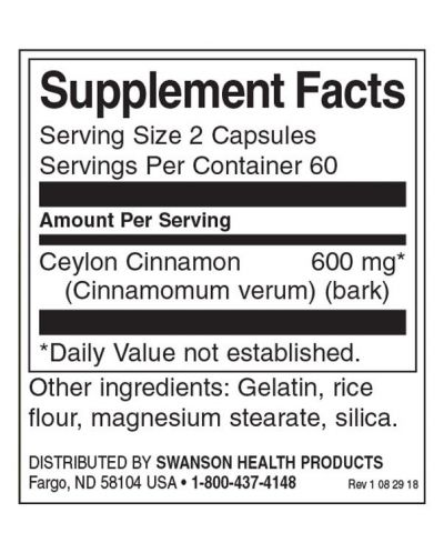 True Cinnamon, 120 капсули, Swanson - 2