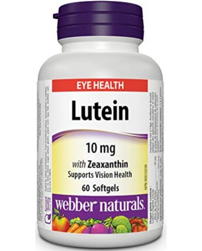 Lutein, 10 mg, 60 софтгел капсули, Webber Naturals - 1