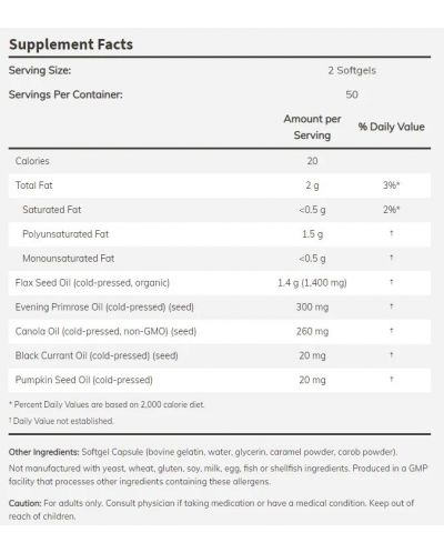 Omega 3-6-9, 1000 mg, 100 меки капсули, Now - 2