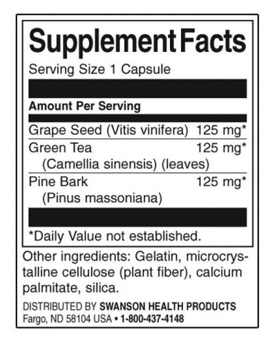 Grape Seed, Green Tea & Pine Bark, 60 капсули, Swanson - 2