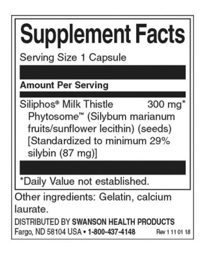 Milk Thistle Phytosome, 300 mg, 60 капсули, Swanson - 2